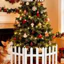 15.7" H Sturdy Safe Wooden Christmas Tree Fence - White Christmas Tree Gate Dogs Cat Proof for 5-7ft Trees, 8 Pcs Easy to Install
