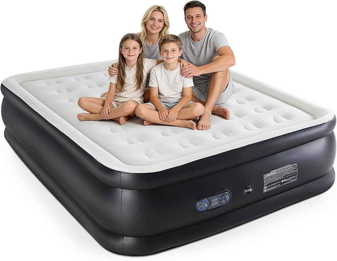 NEWBULIG Queen Air Mattress 16 Inch with Built-in High Capacity Pump, Inflatable Air Bed for Home, Camping & Guest, Portable Blow Up Mattress 660 lbs Weight Capacity, Double Height