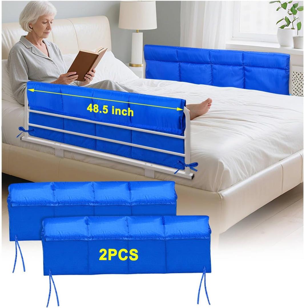 Bed Rail Padding Cushion for Hospital Bed Rails Pads Covers for Elderly Adults Safety Bed Guard Side Rails Bumper Sides Half Rail Cover Seniors Medical Bed Railings Pads Barrier Protector - 2PCS
