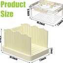 Sorgion 2-in-1 bread slicer and storage box with handle - plastic bread boxes for fresh keeping food storage containers with lids airtight for cake bunsBeige