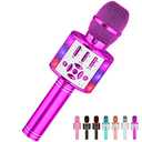 Amazmic Kids Karaoke Microphone Machine Toy Bluetooth Microphone Portable Wireless Karaoke Machine Handheld with LED Lights, Gift for Children Adults Birthday Party, Home KTV(Purple)