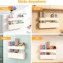 2 x MoodLife 2-Pack Silicone Straw Holder for Cabinet Door,Reusable Adhesive Container for Kitchen Storage Solutions, Cupboard Organizer and Space Saving Hacks (White)