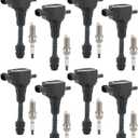 DICMIC Set of 8 Ignition Coil Pack & Spark Plug Compatible with Infiniti QX56 Nissan Armada Pathfinder Titan V8 5.6L Replace# UF510, 5C1482, 1788335, 6734021, C719, GN10243