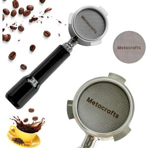 Espresso Portafilter 51mm Bottomless - Compatible for 51 mm Delonghi EC0680, E0685, SMEG & EUPA Coffee Machines - Open, Naked, Flat - Stainless Steel Filter Basket & Puck Screen Included (Black)