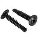 2 x Mellewell #8 x 1 Wafer Head Self Drilling Screws, Self Tapping Screws Sheet Metal Screws, Black Finish Stainless Steel, Pack of 100