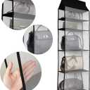 Improved Closet Handbag Purse Holder with 5 Large Heavy-Duty Mesh Shelves, Space Saving Hanging Handbag Storage Tote Bag Organizer Holder for Wardrobe Closet(Black)