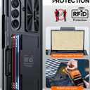 Vizvera for Samsung Galaxy Z Fold 7 Case RFID Wallet with Cards Holder [Hinge Cover] [Camera Cover] Shockproof Silicone Protective Phone Case for Z Fold 7 2025-Black