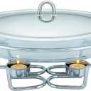 3 QT Chafing Dish Buffet Set | Food Warmers for Parties Buffet, Oven Safe Glass Serving Dish with Stainless Steel Base and Cover