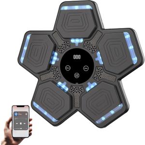 Music Boxing Machine Kids Adults - Interactive Musical Light Up Smart Bluetooth Punching Pad Workout Equipment - Wall Mounted Electronic Target Training Game Exercise Toned Punch Board for Home Gym