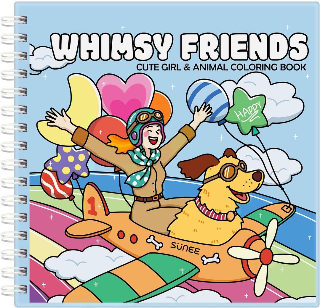 Whimsy Friends Adult Coloring Book for Relaxation - Gentle Symbiosis of Human and Animal Soothing Coloring Books for Adults Relaxation - Perfect Stress-Relieving Gift for Women
