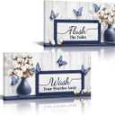 Visual Art Decor Bathroom Pictures Farmhouse Bathroom Quote Signs Toilet Wall Decor, Framed 6x12inchx2 Pieces (Blue)