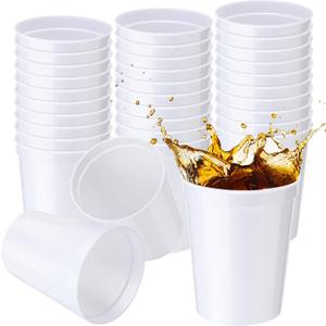 Yungyan 36 Pack 16oz Stadium Cups Reusable Plastic Cups Blank Drink Tumblers for Parties, Events, DIY Projects, 4.5 x 3.54 x 2.72 Inch (White)