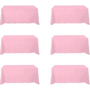 BRILLMAX 6 Pack Pink Tablecloths for 6 Foot Rectangle Tables 90 x 132 Inch - 6ft Rectangular Bulk Linen Polyester Fabric Washable Cloth Cover for Wedding Reception Banquet Birthday Party