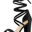 Allegra K Women's Strappy Lace Up Heel Chunky High Heels Sandals (8)