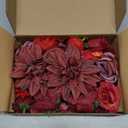 Floroom Mini Artificial Flower Heads Burgundy & Red Fake Peony Daisy Rose Multicolor Small Faux Silk Flower Heads for Cake Craft Garland Wedding Party Graduation Cap DIY Home Decoration, 0.8"-3.6"