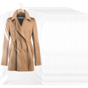 100 Pack Garment Bags for Hanging Clothes, 47 Inch Plastic Dry Cleaner Bags Clear Clothes Covers for Dry Cleaner, Home Storage, Travel