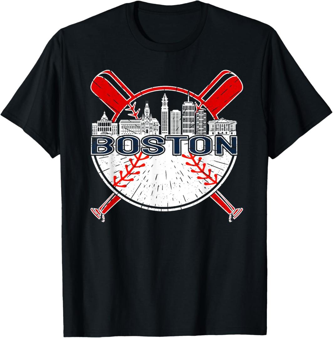 Softball Vintage Boston Baseball T-Shirt for Men and Women T-Shirt (Small, Black)