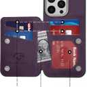 GUERNICA for iPhone 16 Pro Wallet Case with RFID Blocking Card Holder for Women Men, Kickstand Shockproof Phone Case for iPhone 16 Pro(6.3"),Dark Purple