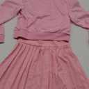 Women's Fall 2 Piece Outfits Casual Half Zip Long Sleeve Sweatshirt and Mini Pleated Skirt Set Workout Sweatsuit Medium Pink