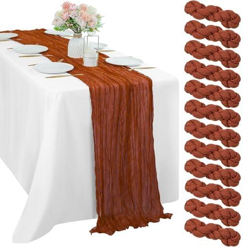 Amazon.com: 12 Pcs Cheesecloth Table Runner 10FT Terracotta Runner for Tables Gauze Fabric 35 x 120 Inches Long Boho Table Runner Decor Rustic Sheer Runner for Wedding Birthday Bridal Shower Party (Terracotta) : Home & Kitchen