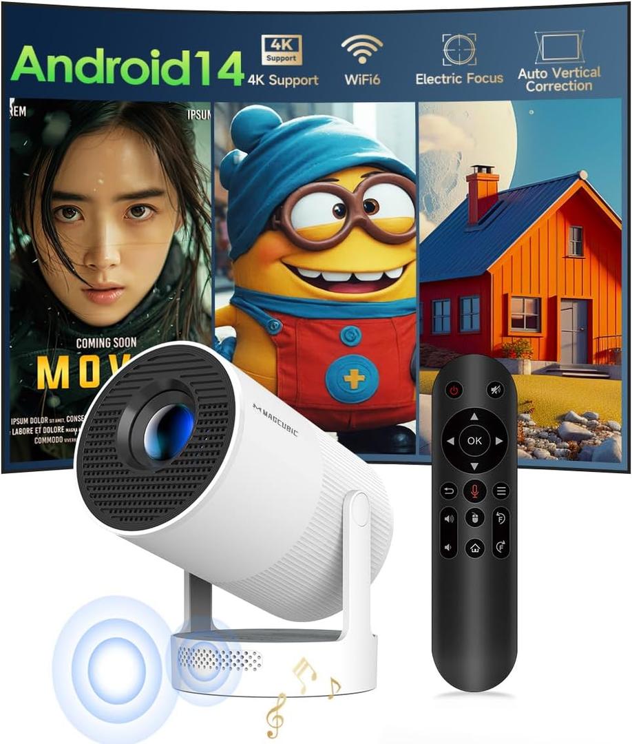 Electric FocusMagcubic Mini Projector 4K Support, Portable Projector with WiFi 6 and Bluetooth 5.4, Smart Proyector, 5W Soundbase Speaker, 180Rotation for Home Theater Electric FocusMagcubic Mini Projector 4K Support, Portable Projector with WiFi 6 and Bluetooth 5.4, Smart Proyector, 5W Soundbase Speaker, 180Rotation for Home Theater