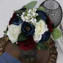 Set of 2 Bridesmaid Bouquets, 11 Inch Wedding Artificial Flower Bouquets for Wedding Ceremony Bridal Shower Decorations - Burgundy & Navy Blue