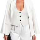 V VOCNI Suit Vest for Women Waistcoat Vintage Steampunk Dressy Casual Racerback Vest Jacket (White, XL)