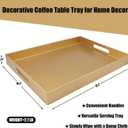 Gold Serving Tray for Coffee Table, Rectangular Plastic Decorative Tray with Handles for Entertaining, Outdoor Patio, Living Room, Ottoman, Bathroom Counter, 11.8*15.7*1.6