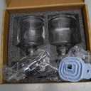 Molimoli Coffee Syrup Dispenser for Coffee Bar, Pump Dispenser, Glass Syrup Bottle w. Upgraded Pump, 16.9 oz 500 ml, Set of 2, Silver