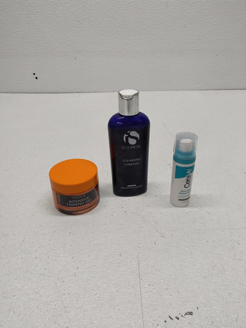 Luxury Intensive Tanning Gel. CeraVe Resurfacing Retinol Serum For Post Acne Marks. iS CLINICAL Cleansing Complex, 3in1 Gentle deep pore cleanser Face Wash and Makeup remover, Helps Acne-Prone skin