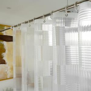 EurCross EVA Clear Shower Curtain or Liner 72 x 72 inches,Transparent Heavy Duty Clear Design Shower Liner with Geometric 3D Pattern,Waterproof Shower Curtains for Bathroom with 3 Weighted Magnets