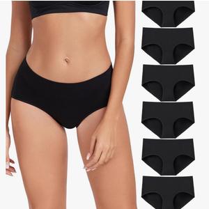 wirarpa Women's Underwear Cotton Hipster Panties Ladies Panties 6 Pack, Black , L