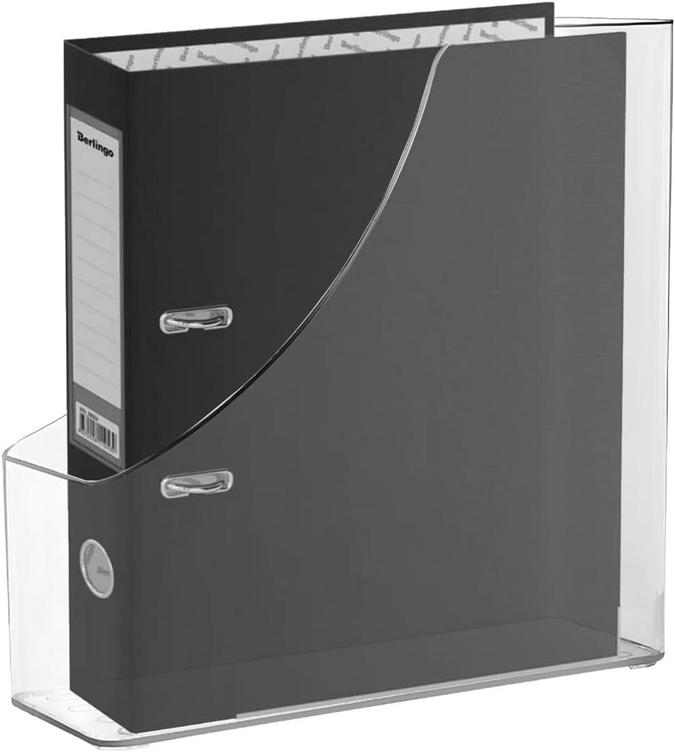 Vertical File Holder Clear PET Desk Organizer and Storage Bins Holding for Magazines Binders Notebooks Envelopes File Organizer for Desk Multi-purpose Plastic Document Organizer Work Desktops