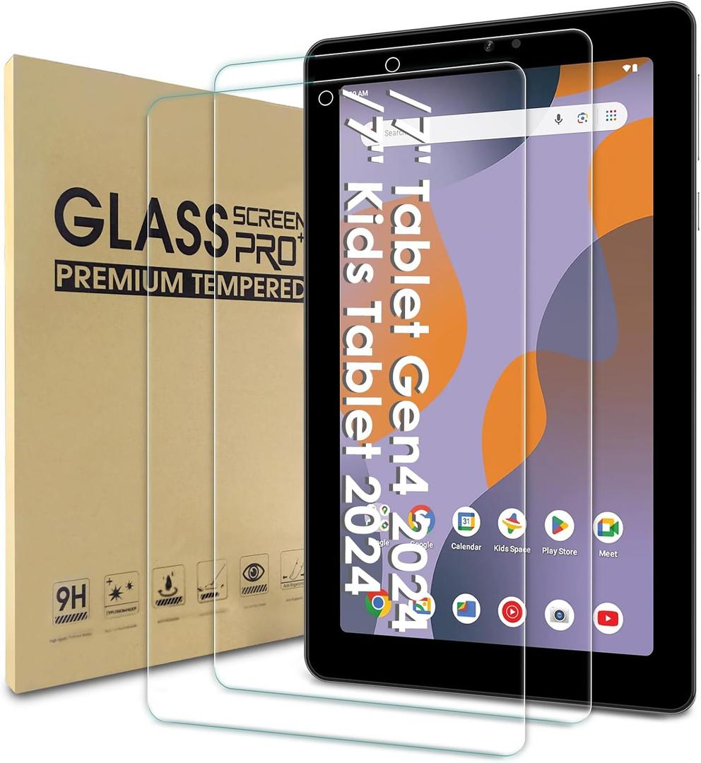 WD&CD 2 Pack Screen Protector Compatible with Onn 7" Tablet Gen4 2024/Onn 7" Kids Tablet 2024, Case Friendly Tempered Glass for Onn 7inch【Anti Scratch 】【Anti Bubble】【High Definition】