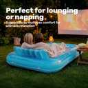 SLOOSH Inflatable Tanning Pool Lounger Float, 85" x 57" Extra Large Pool Floats Adult with Pillow, 4 in 1 Suntan Tub Raft Floatie,Sunbathing Bed Lounge for Water Blow Up Ball Pit Party Gifts, XL-Blue