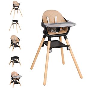6-in-1 Baby High Chair, Converts to Toddler Chair & Stool, Black