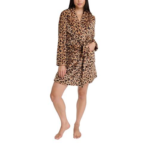 Juicy Couture Women's Super Soft Luxe Plush Shawl Collar Robe (US, Alpha, Small, Medium, Regular, Regular, Large Leopard) S/M