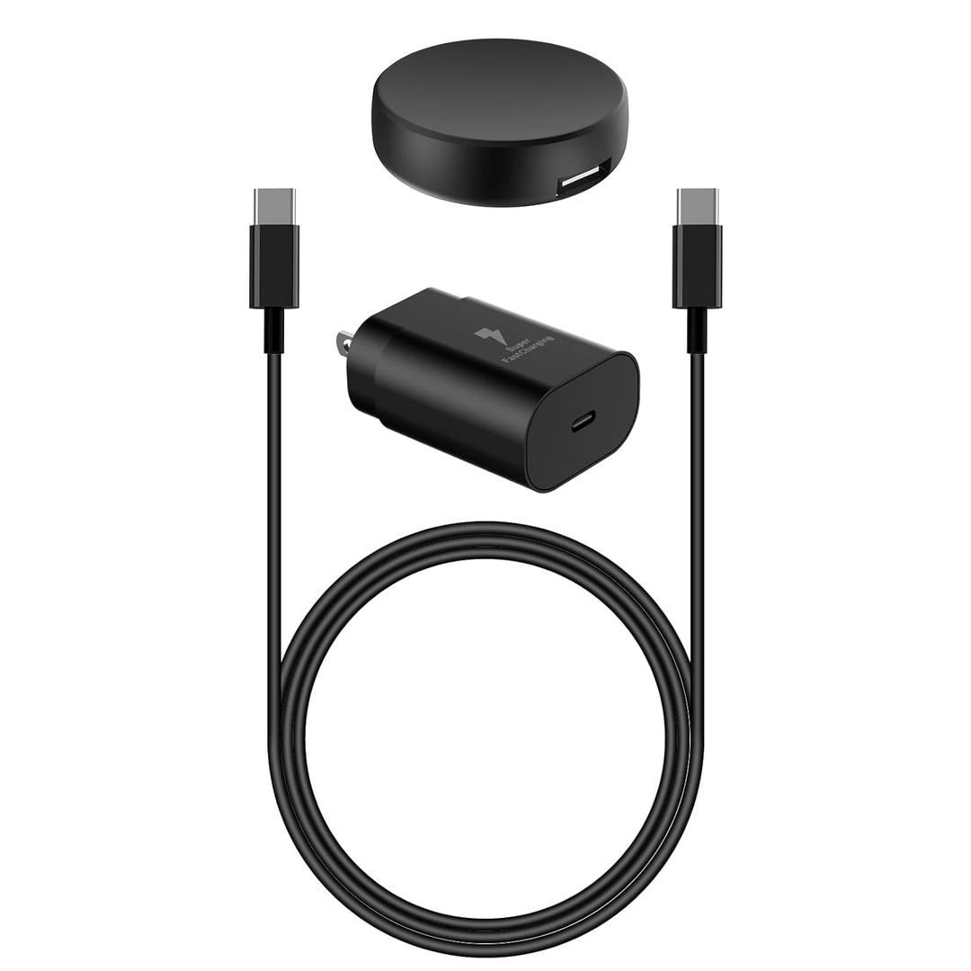 2 in1 Samsung Watch Charger,25W USB C Fast Charger Compatible with Galaxy Watch 8/7/6/6 Classic/5 Pro/5/4 /4 classic/3/Active2/1 and GalaxyS25/24/S23 /S22/21 Note/Z Fold 7(5ft)
