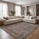Kuden 9x12 Large Area Rug, Machine Washable Area Rug with Non-Slip Backing, Vintage Style, Soft, Easy Clean, Low Pile Rug for Living Room, Bedroom, Dining Room, 9' x 12' Rectangular