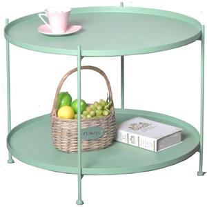 Sleek Accent Side/End Table, Circular Top Modern Minimalist Green Metal Furniture for Living Room, Bedroom - Sofa Table - Nightstand Bedside Table for Small Spaces, Indoor & Outdoor, 23.6" Dia