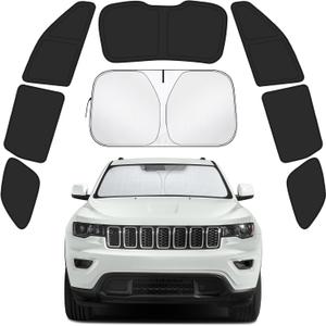 Car Window Shades for Jeep Grand Cherokee 2011-2021 Accessories - Full Set 8PCS Side Window Sunshades with Memory Frame & Blackout Fabric, Privacy UV Shield for Camping/Travel