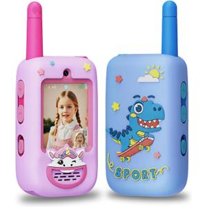 Video Walkie Talkies for Kids, 2 Pack with HD Camera, Long Range Two Way Radio with 4 Voice Effects, Christmas Birthday Gifts for Boys and Girls 3 4 5 6 7 8 9 Year Olds