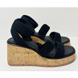 SM New York Style Violet Wedge Black Brown Sandals Size 8.5