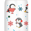 Cute Penguin Christmas Glass Cup - 16Oz Frosted Tumbler for Iced Coffee or Beer - Gift for Friend