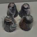 Pendant Light Shades, 4 Pack Ceiling Fan Light Shade Replacements with 1-5/8" Fitter, ALUCSET 4.72" Height and 4-3/4" Diameter, Metal Bell Shaped Cover for Chandelier Pendant Light Wall Sconces (Black Gold Trumpet Star)