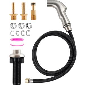 Kitchen Sink Faucet Sprayer Head Attachment Compatible with Moen Faucet Sprayer Replacement, Kitchen Sink Side Sprayer with Braided Hose/Holder, Brushed Nickel
