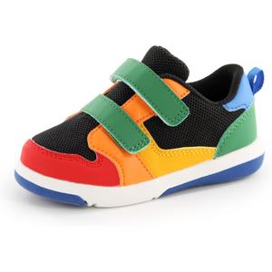 SKYWHEEL Toddler Boys Girls Tennis Shoes Kids Slip On Barefoot Shoes Wide Casual Walking Running Sneakers for Little Kids (111-toddler Colorful Black Sneaker)