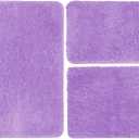 RUN HELIX Purple Bathroom Rug Set 3 Piece Non-Slip Microfiber Bath Mat,Plush Shaggy Luxury Mat with Rubber Backing, Extra Soft and Absorbent Machine Washable, Bath Mats for Bathroom,Tub and Shower (20"x32"+16"x24"+ U Shape20"x20", Light Purple-solid)