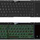 JOMAA Foldable Bluetooth Keyboard with Trackpad, RGB Backlight, Portable, Full-Size Rechargeable Travel Keyboard with Lockable Fold for iPad/iPhone/Smartphone/Tablet/PC/Laptop (with touchpad)