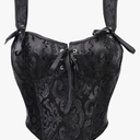 HGps8w Vintage Paisley Corset Tops for Women Satin Overbust Bustier Sexy Laceup Going Out Party Camisole Crop Tank Top, XL